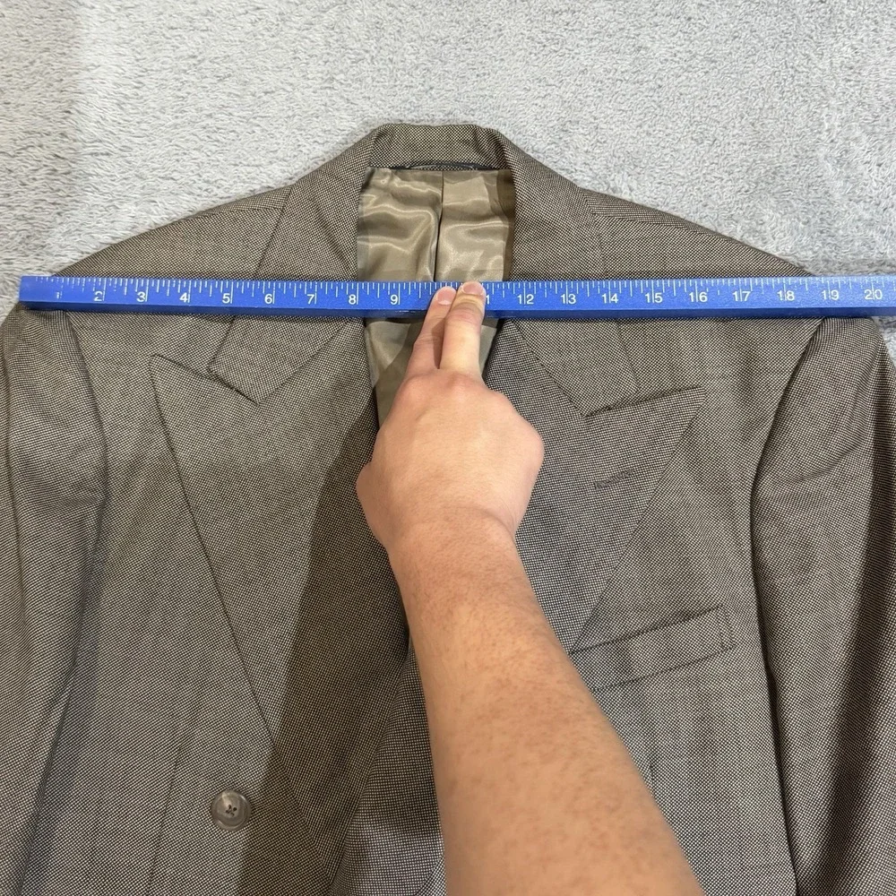 VTG 80s Polo Ralph Lauren 43R Wool BIRDSEYE Double Breast Blazer Suit Jacket